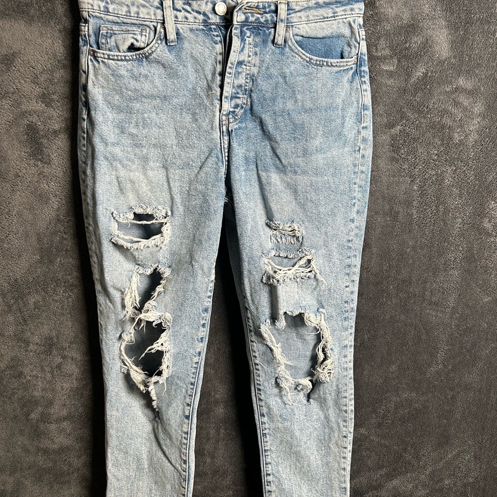 High Rise Distressed Blue Jeans